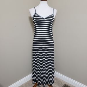 Soft black and white striped maxi dress